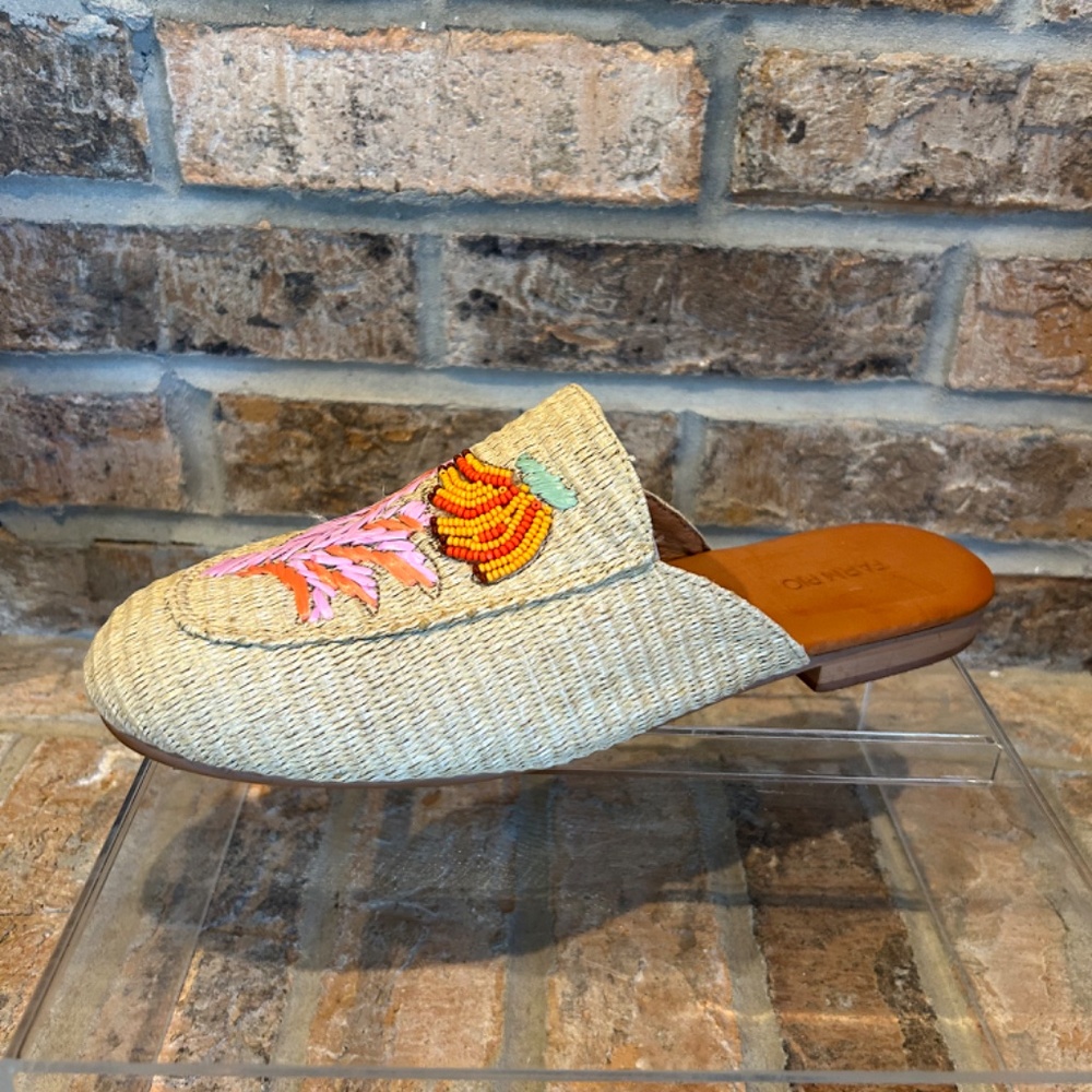 Farm Rio Tropical Beaded Raffia Mule - Size US 11 - Picture 8 of 9